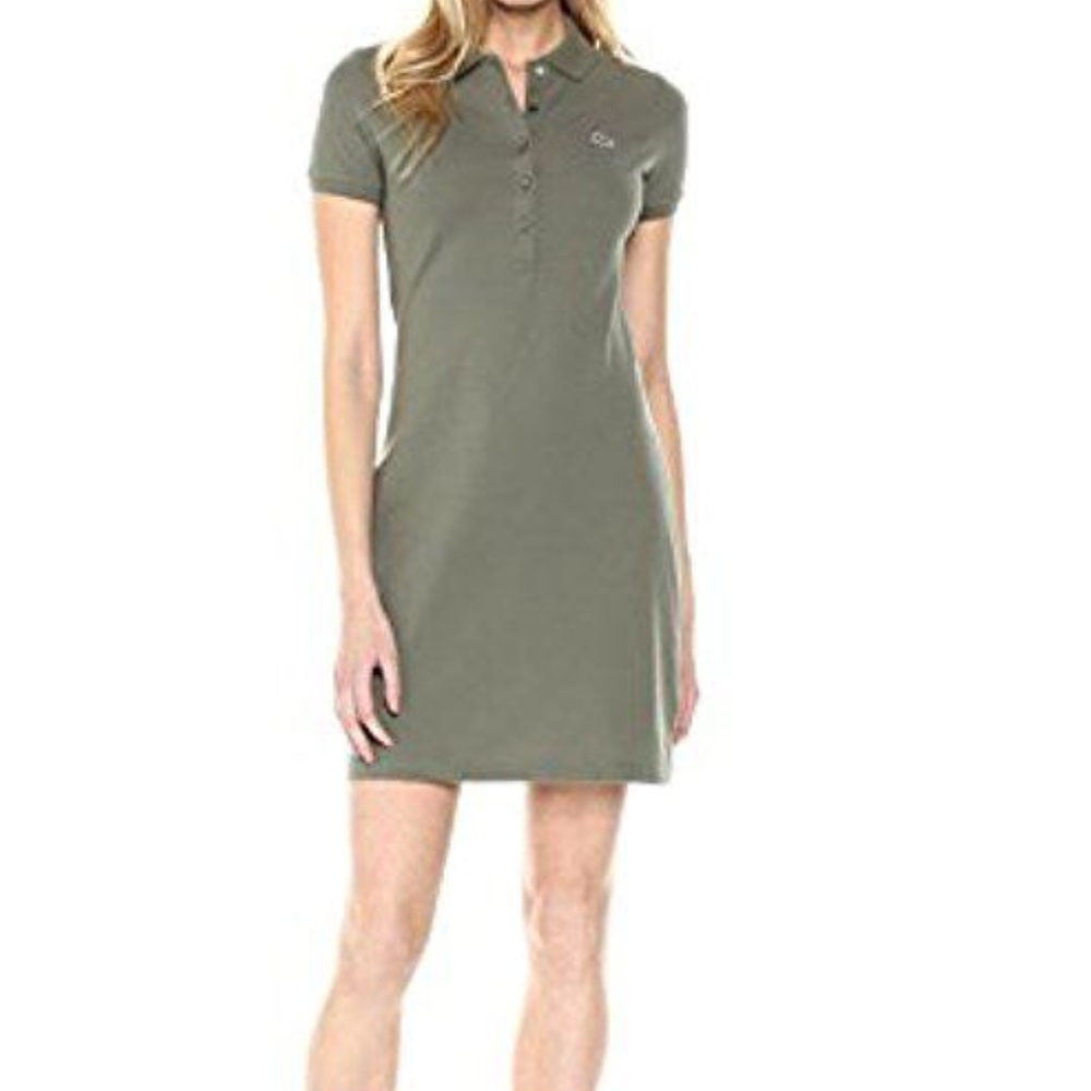 Stretch cotton short sleeve mini polo dress